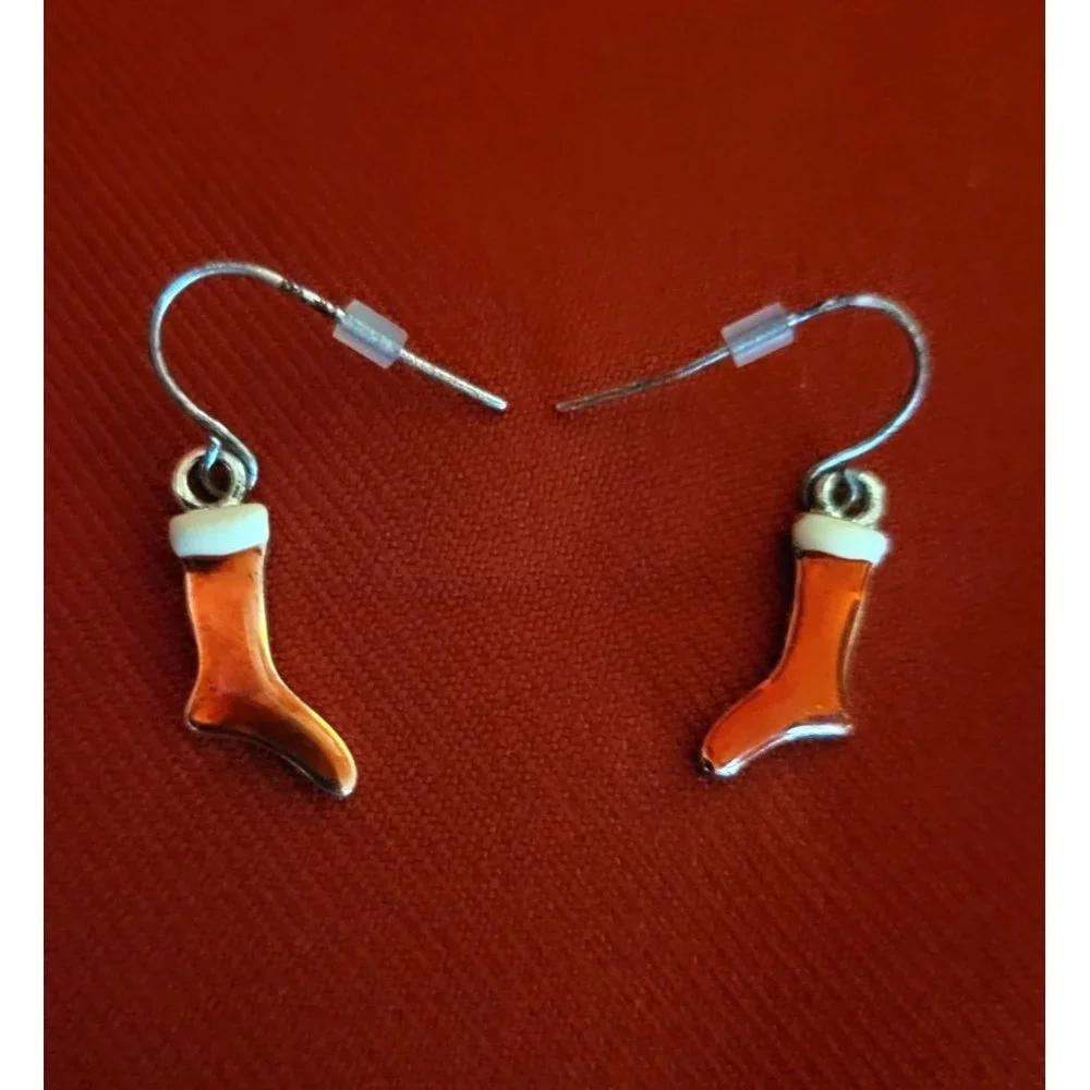 Christmas Earrings Holiday Snowman Green Christmas Balls Red Boots Set of 3